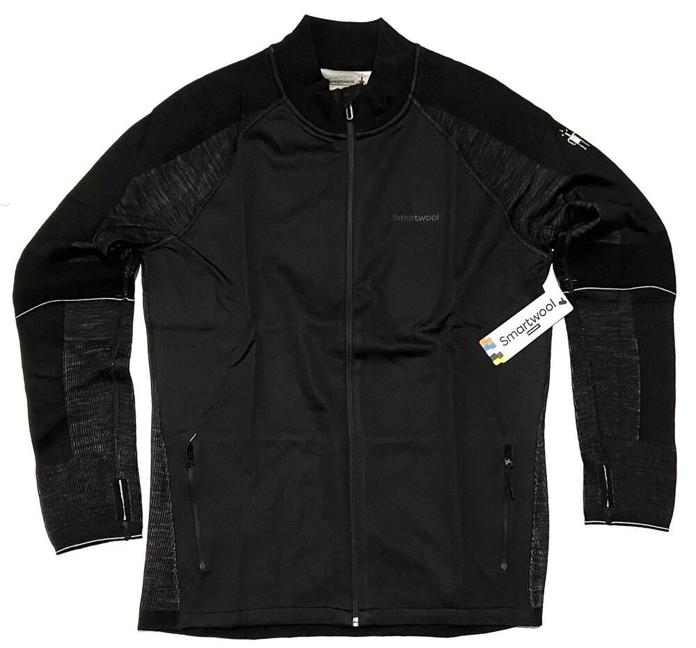 Smartwool Intraknit 200 Merino Sport Full Zip Blk Jacket Men Size L ATHLETIC FIT